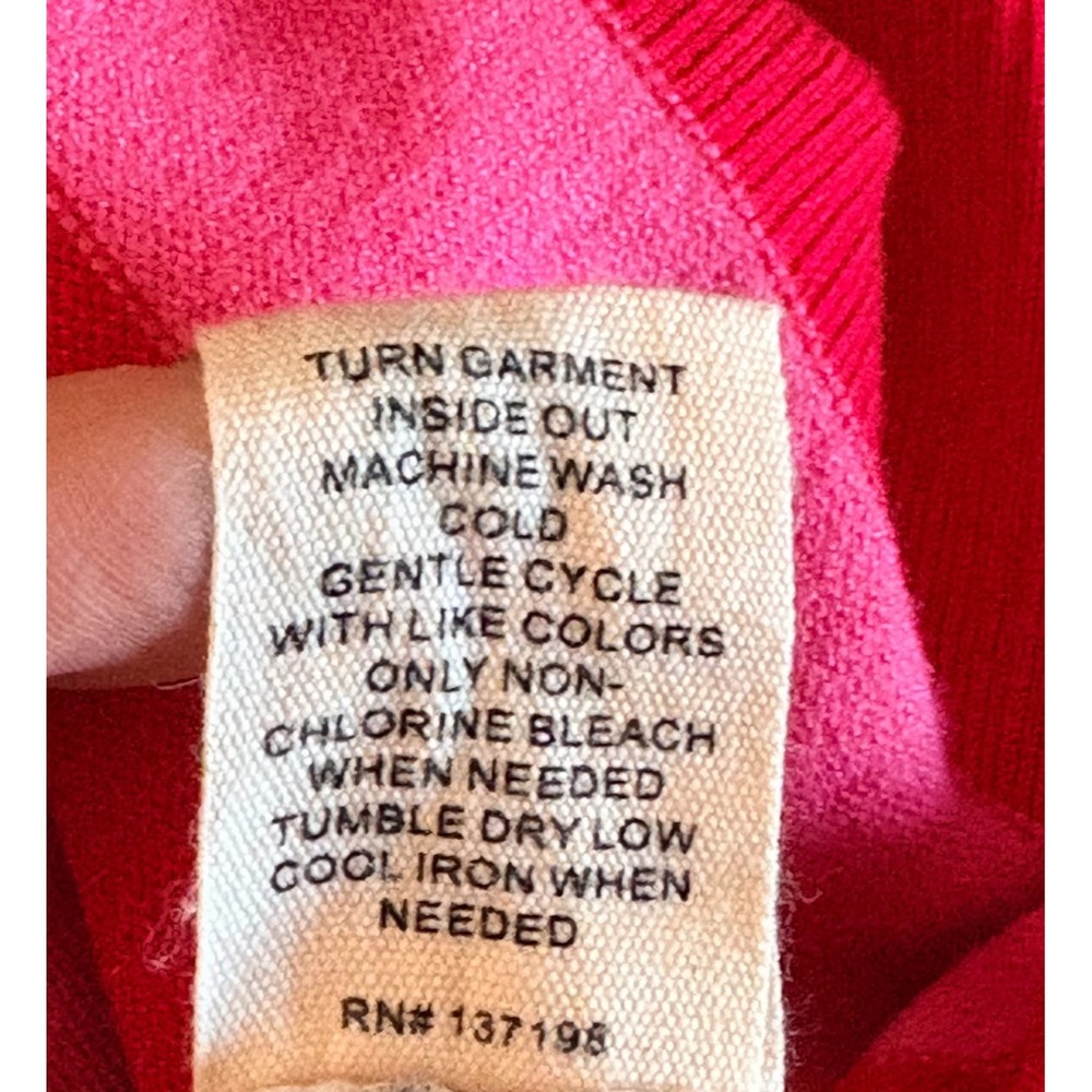 Marled Red & Pink Striped Sweater with Embroidered Raised Love Heart- Size M - Picture 6 of 6